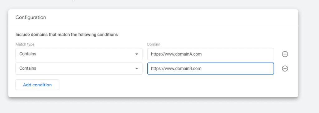 Adding cross domains in GA4 data stream.