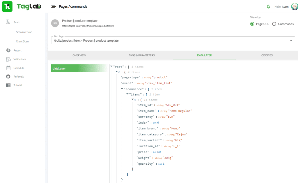 TAGLAB Data Layer Taxonomy Example