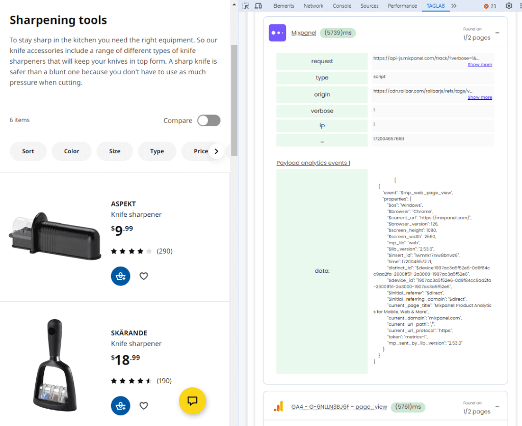 Debugging Mixpanel with TAGLAB Browser Extension