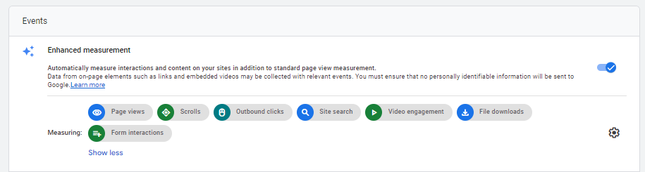 Default Google Analytics Events