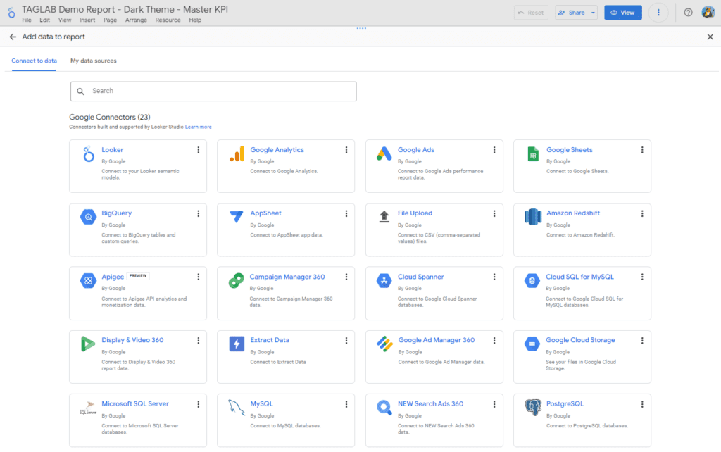 Free Native Google Looker Studio Connectors such as Google Analytics and Other Google Products