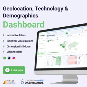 Geolocation, technology, and demographic KPIs Overview Looker Studio and Google Analytics Dashboard