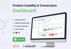 Product, Usability, and Conversions KPIs Overview Looker Studio and Google Analytics Dashboard