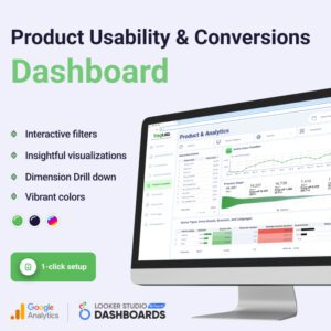 Product, Usability, and Conversions KPIs Overview Looker Studio and Google Analytics Dashboard