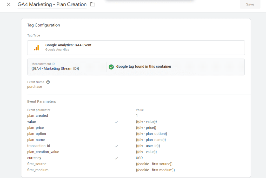 data layer variables added as event parameters, to be set as custom dimensions