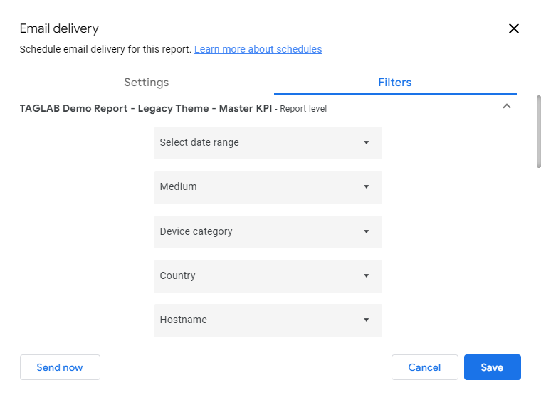 Looker Studio Report Schedule Filters